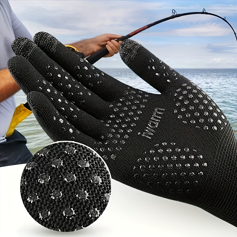 

Lightweight Summer Fishing Gloves - Breathable Nylon, Two-finger Cut For Lure Handling & Sea Fishing, Black