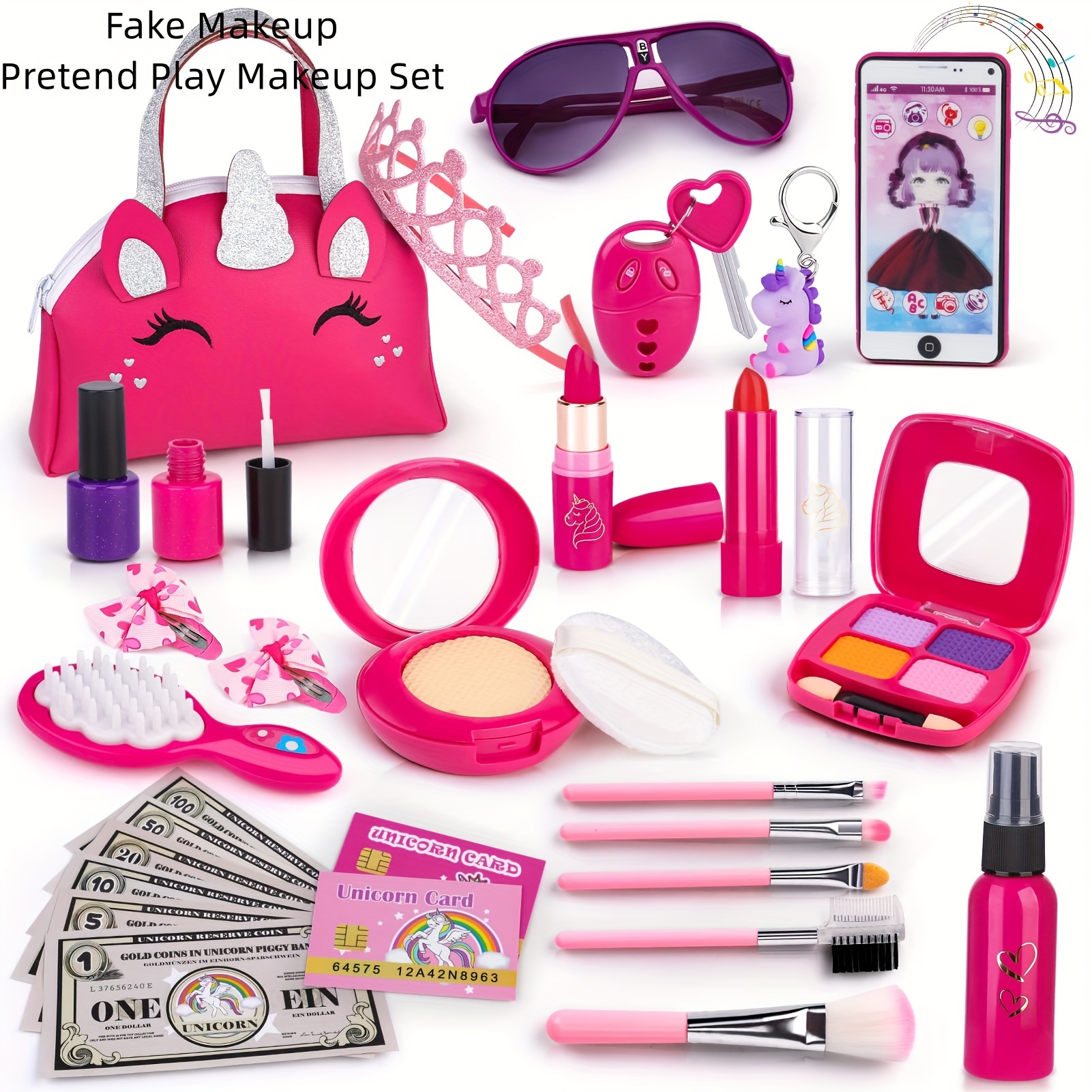  Kit de maquillaje para niñas de 3, 4, 5, 6, 7, 8, 9 y 10 años,  juego de belleza lavable con estuche de cosméticos, para niñas pequeñas :  Juguetes y Juegos