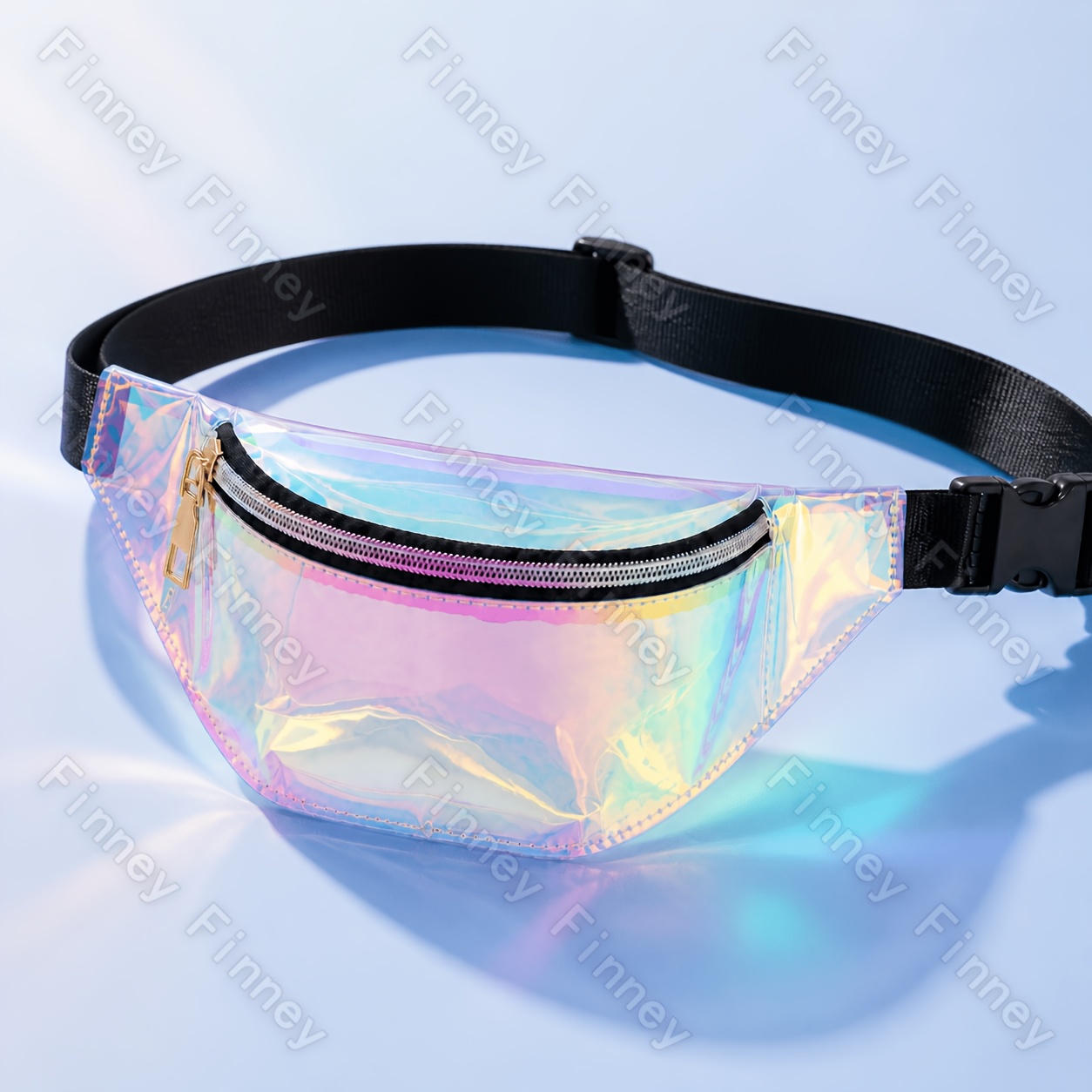Image of Aerocandy Holographic Laser Waist Bag - Stylish Pu Crossbody Chest Pack For Women, Adjustable Strap, Zip Closure, Ideal For And Everyday Use