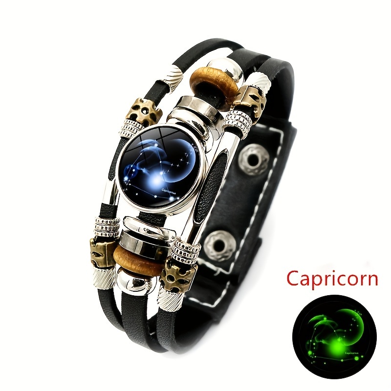 

1pc Constellation Bracelet, For Men And Women, Couple, , Multilayer Pu Bracelet