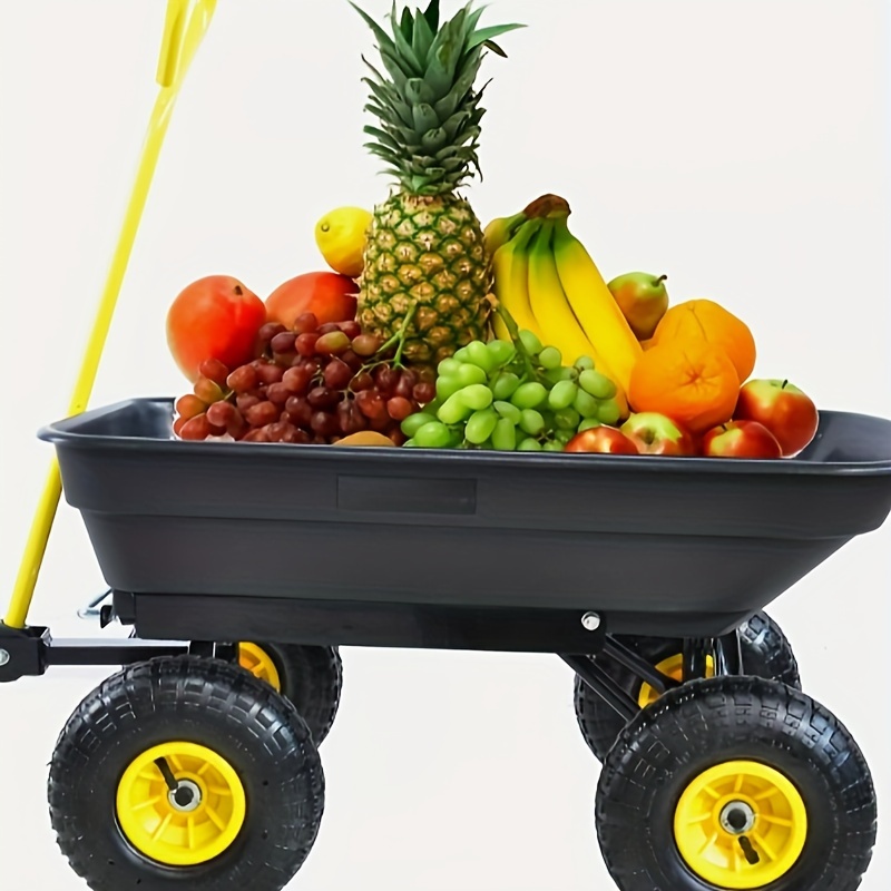 TEMU Folding Cart Garden Dump Truck Utility Cart Outdoor Tool Heavy Duty Wagon Cart