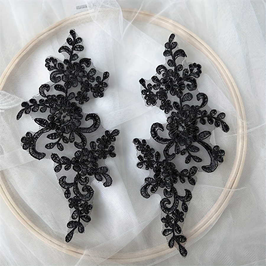 1 Pair Multicolor Car Bone Embroidery Lace Cloth Patches Wedding Dress Decor Patches