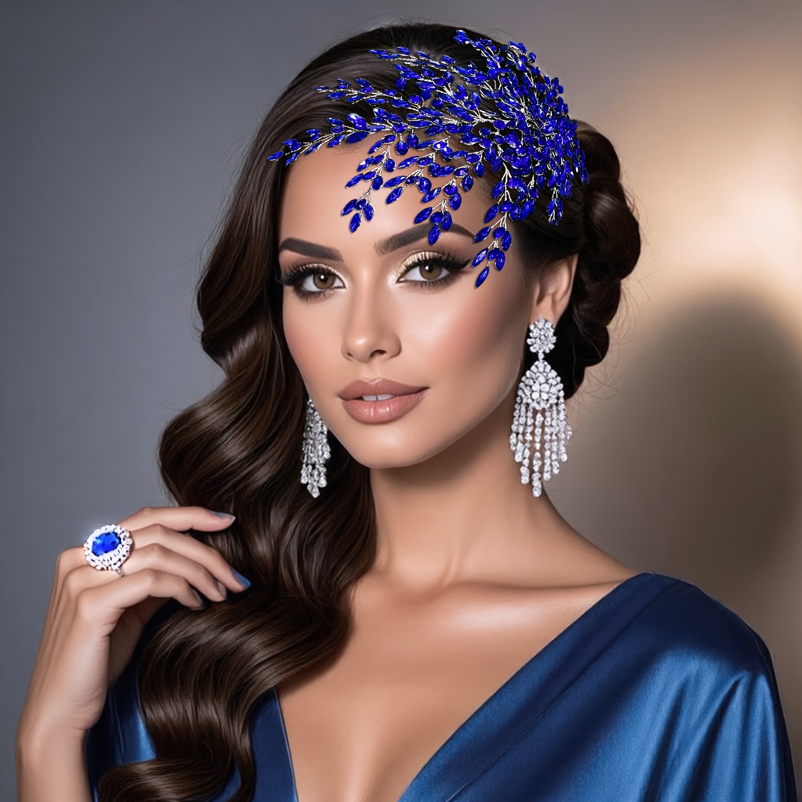 Rhinestone-Encrusted Foliage-Style Bridal Headpiece