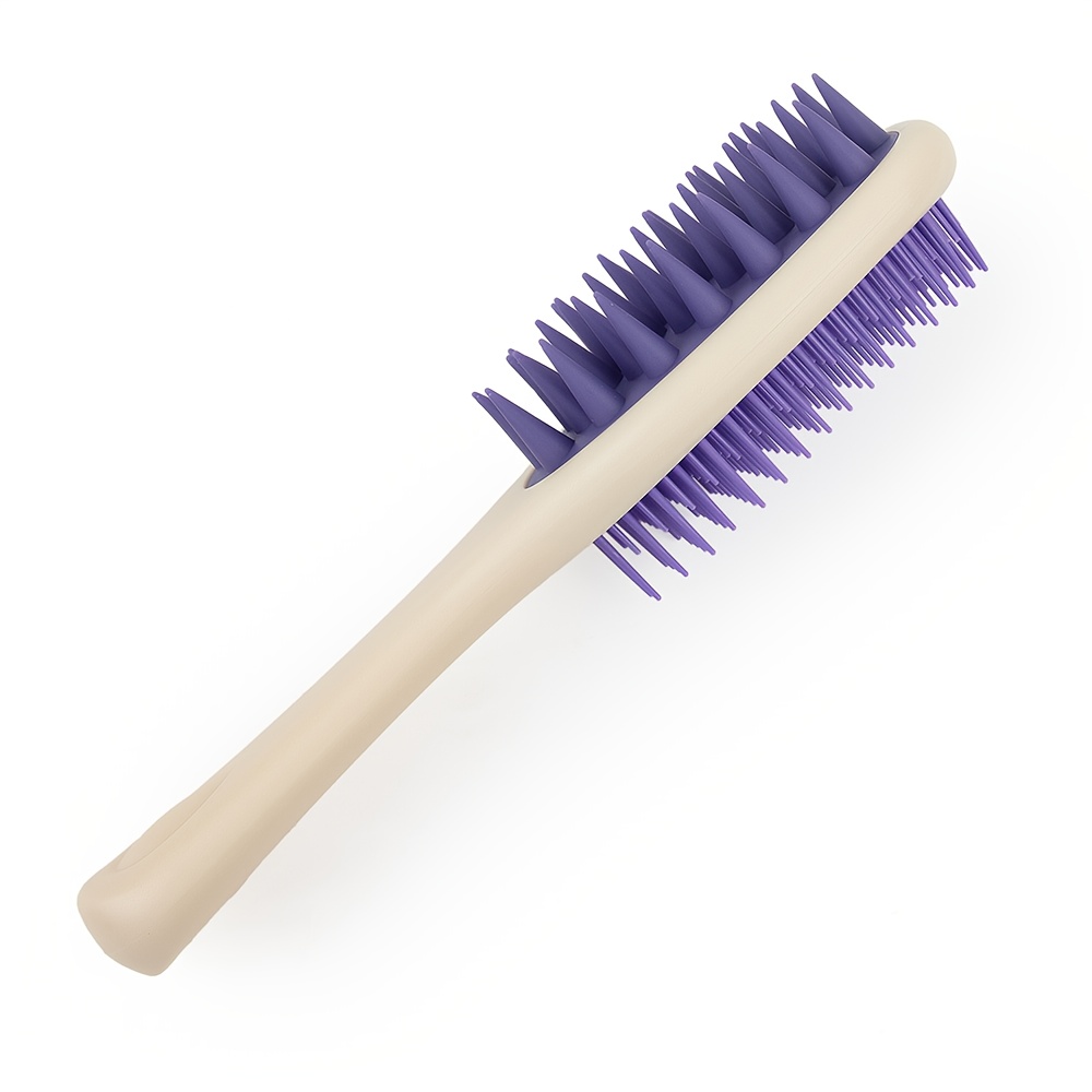Long-handle Double-sided Shampoo Brush With Silicone Bristles And Handle, Dual-use Wet And Dry Hair Washing And Massage Brush