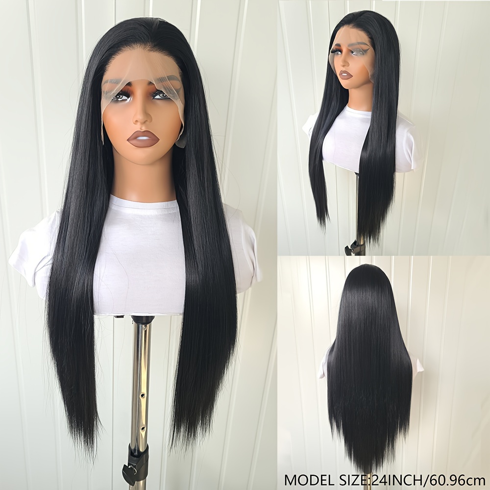 

Elegant Lace Front Wig For Women - 13x4 Pre-, Heat Resistant Synthetic Hair, Glueless, High Density, Full Set, Natural Straight Hair