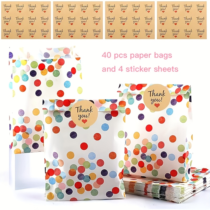 TEMU Gift For Her/him 20/40pcs Bohemian Birthday Party Favor Bags With Colorful Polka Dot Stickers - For Birthday Party, Wedding, Camping Party Fun