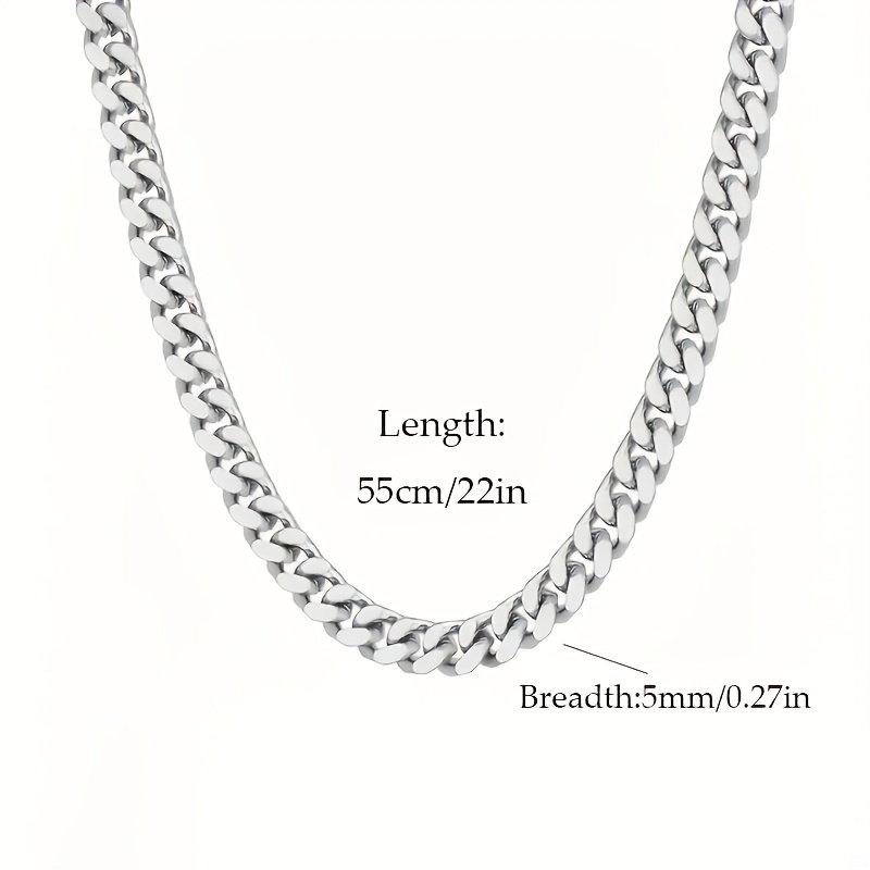 TEMU 925 Silver Men's Necklace 5mm Cuban Chain Hip Hop Jewelry Accessories Men's Gifts Valentine's Day, Anniversary, Birthday, Father's Day Gift Box