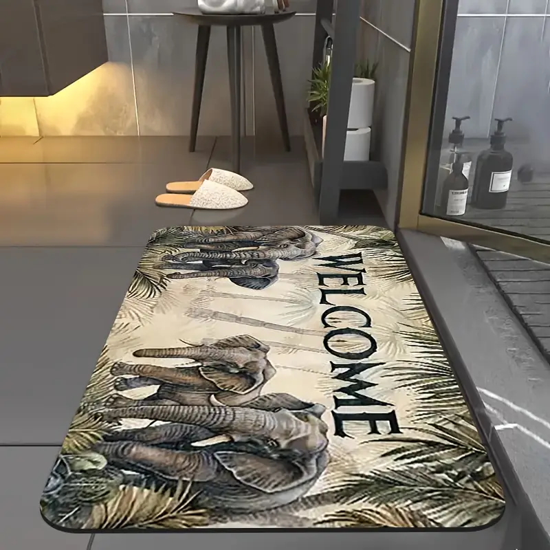 1pc diatomite bath mat welcome to the print design quick dry non slip absorbent floor mat soft and able suitable for bathroom shower room laundry room bedroom door mat rv bathroom bathroom non slip bathtub mat bath matts for bathroom bathroom mat long small bath mat rv bathroom mat shower room decorative bath mat modern floor mat mat durable bath mat rectangular mat floor rv owners small Product details 3