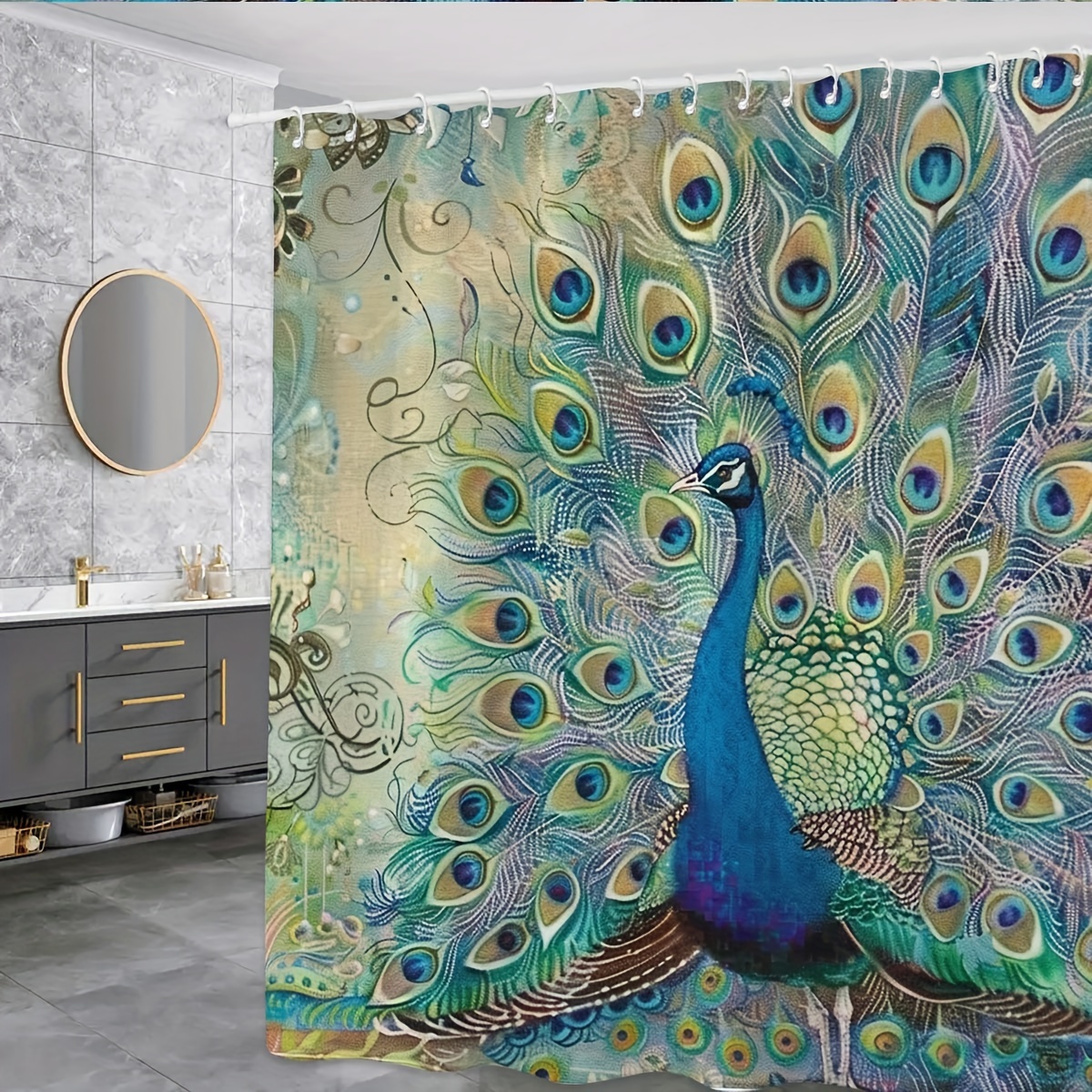 

1pc Shower Curtain, , Shower Curtain Compartment Decoration, Bathroom Curtain Shower Curtain, , Bathroom , Decoration, Curtain, 12 .