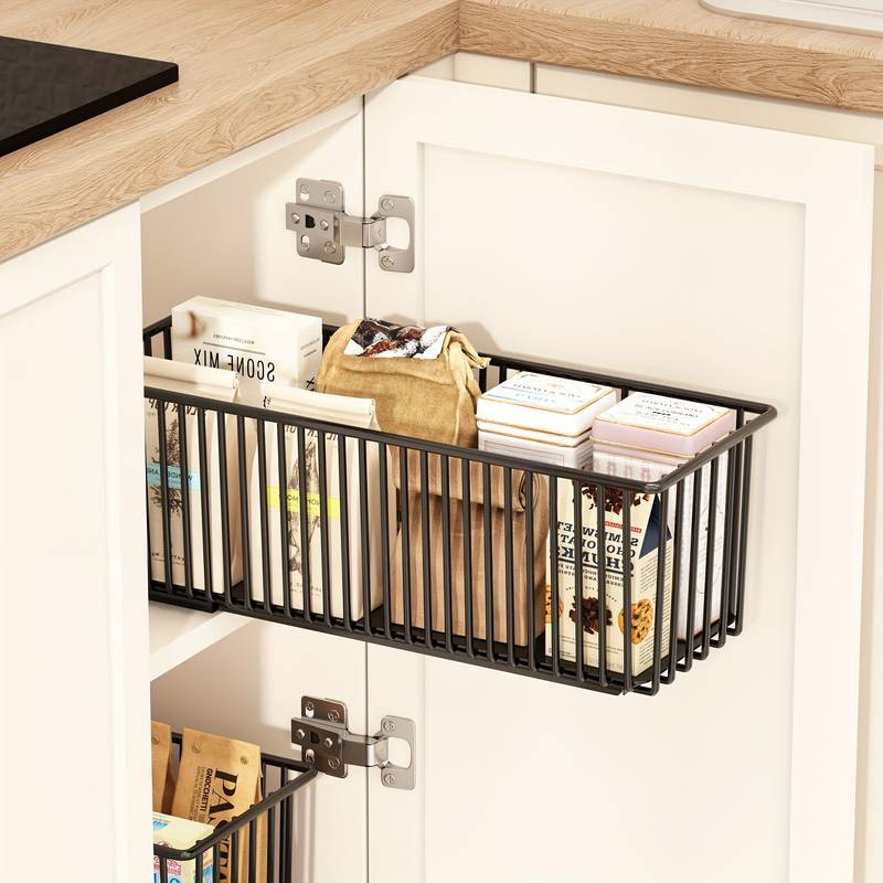 ROOMTEC Organizer Scorrevole Per Armadio Cucina – 2 Ripiani Estraibili, Cromato, Larghezza 57,1 Cm, Portata 45 Kg