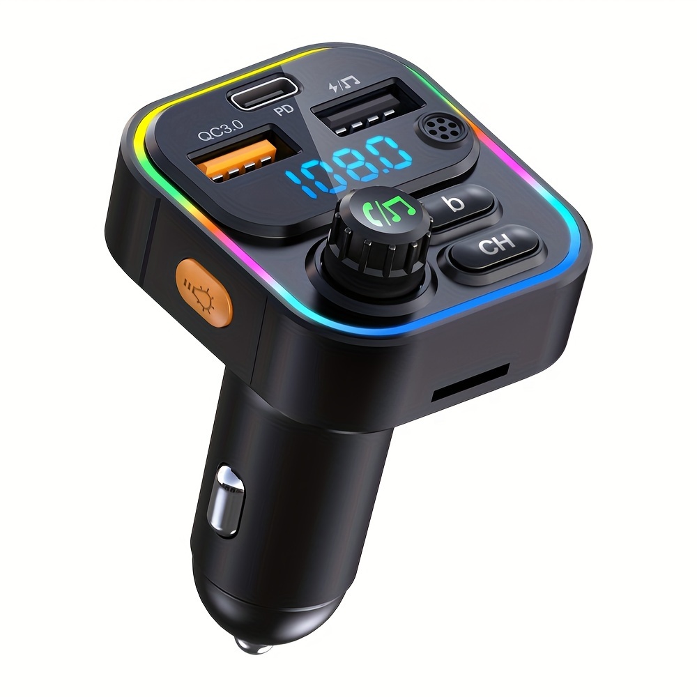 TEMU Car Fm Transmitter Car Mp3 Stereo Music Player 3.5mm Aux Wireless Car Kit 20w Pd Usb-c Fast Charger
