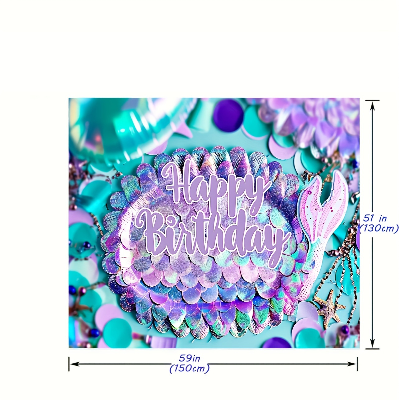 Under the Sea Mermaid Birthday Party Backdrop Girl Princess Mermaid Scales  Birthday Photo Booth Backdrop Purple Blue Mermaid Pearl Whale Background