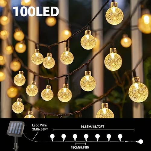 100-led buiten solar sferische lichtslingers, buiten led decoratieve lichtslingers, solar tuin decoratieve lichtslingers, binnenplaats feestelijke decoratieve lichtstrips, camping decoratieve lichtslingers, slaapkamer sfeerverlichting