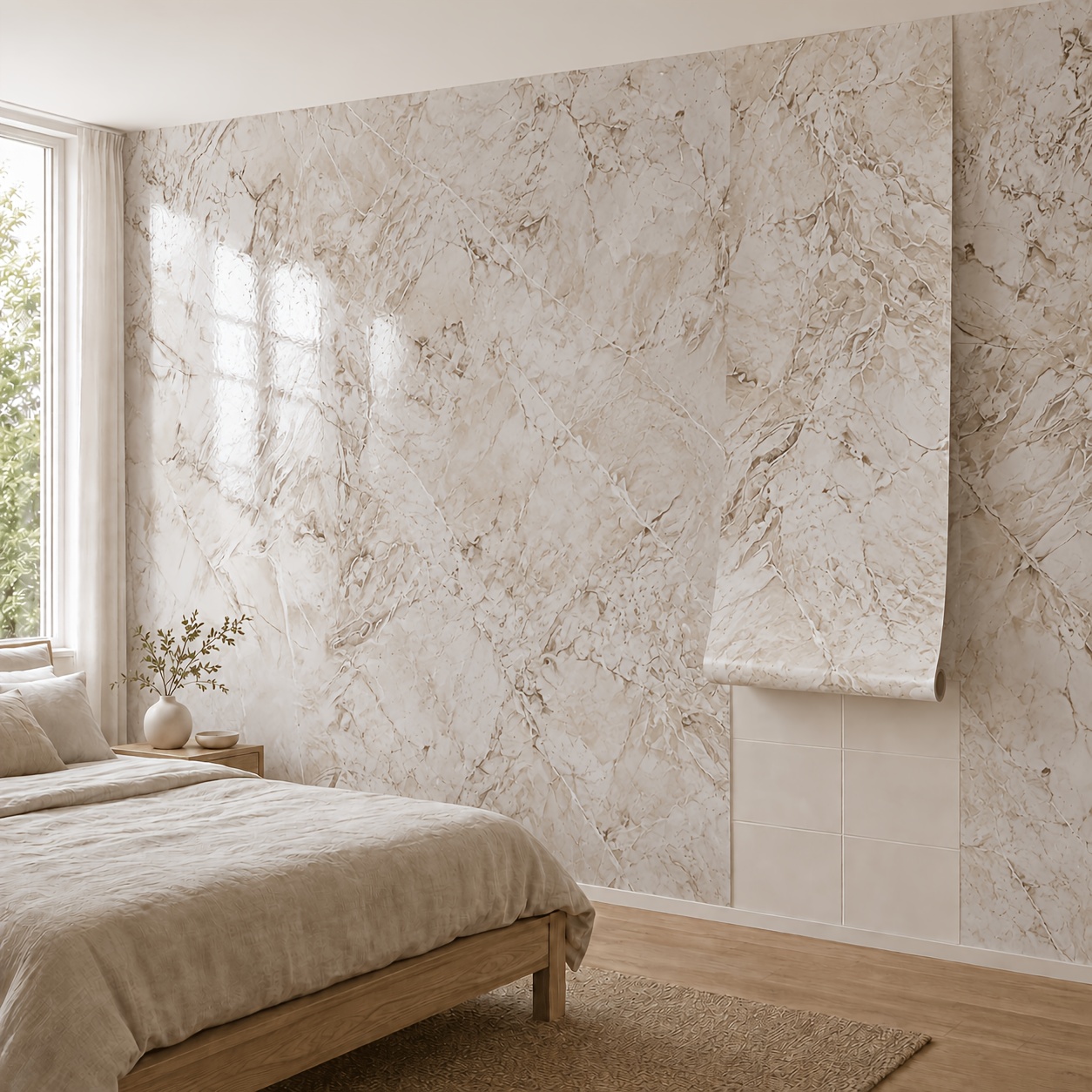 imagen del artículo adhesivo de pared autoadhesivo de   mármol, impermeable y resistente al  , se puede   y usar inmediatamente, se puede cortar  ,   de operar,   para paredes de dormitorio, baño,  , un adhesivo puede rejuvenecer la pared