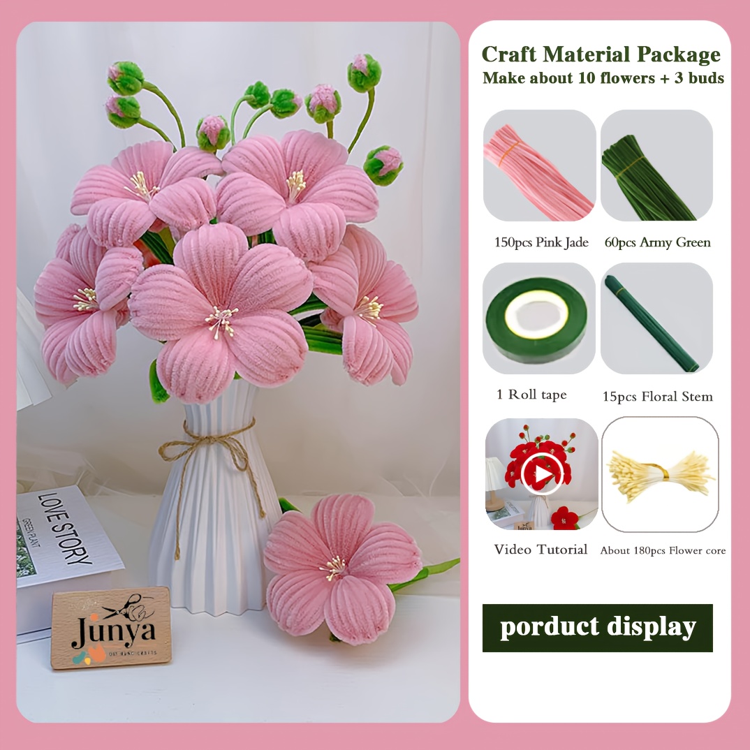 406pcs hibiscus flower pipe cleaner bouquet set 210 pipe - Temu Cyprus