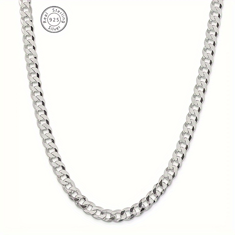 

A Men's Personalized Fashion 925 Silver Cuban Necklace, Simple And Trendy, Suitable For Daily Wear And Decoration. A Gift For Husband And Boyfriend Comes With A Beautiful Gift Box
