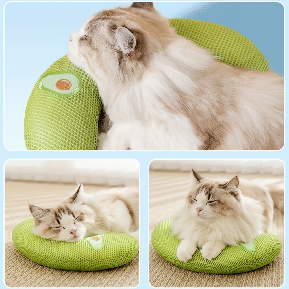 U-Shaped Pet Pillow for Dogs, Soft Plush Neck Support Cushion, Featuring Cartoon Rabbit, Bear, And Avocado Designs, Comfortable Bed Pillow for Fall And Winter, Aids in Alleviating Cervical Pressure