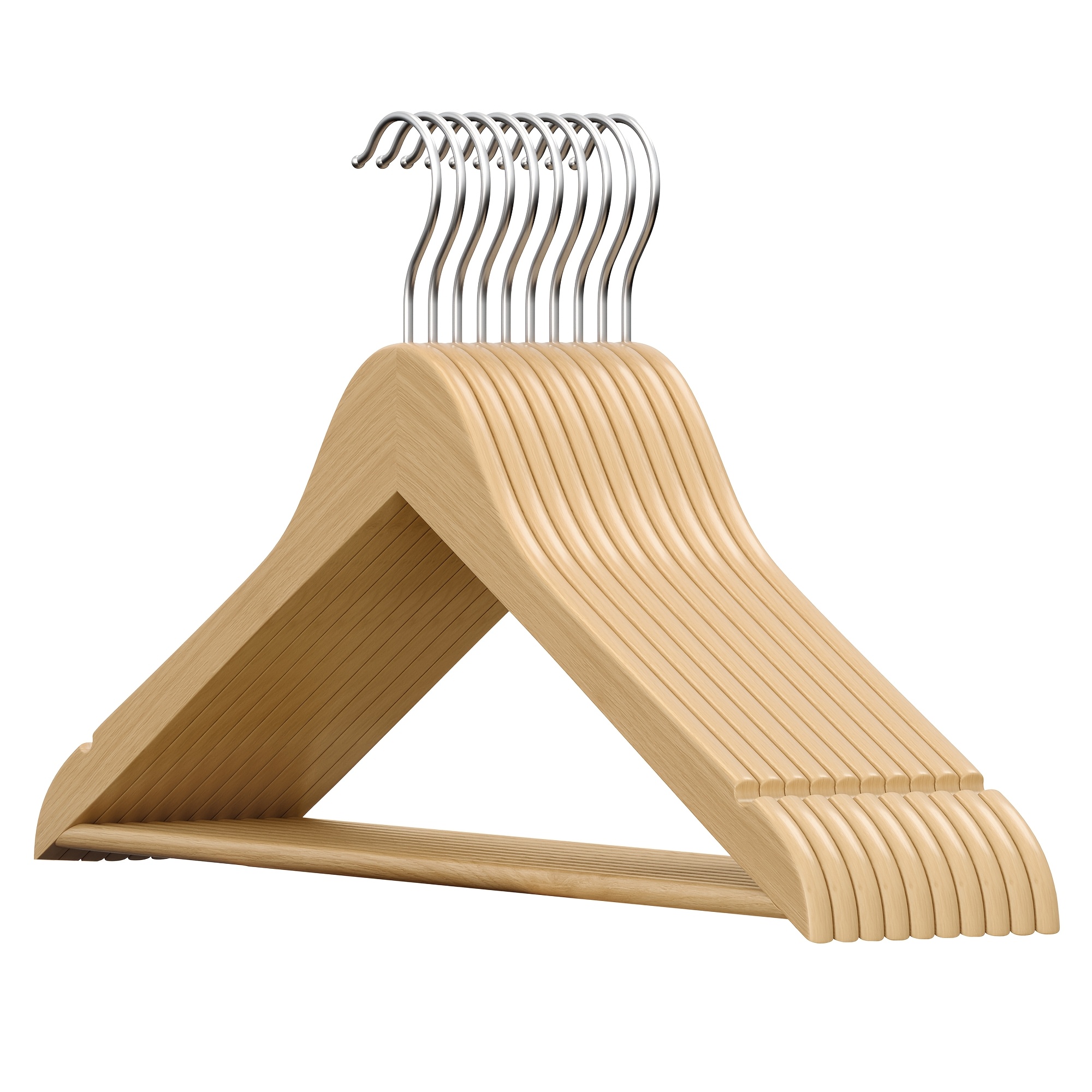 TEMU Appendiabiti in legno, set di 10, appendiabiti sottili in legno, girevoli a 360簞, legno di , per spalline e giacche