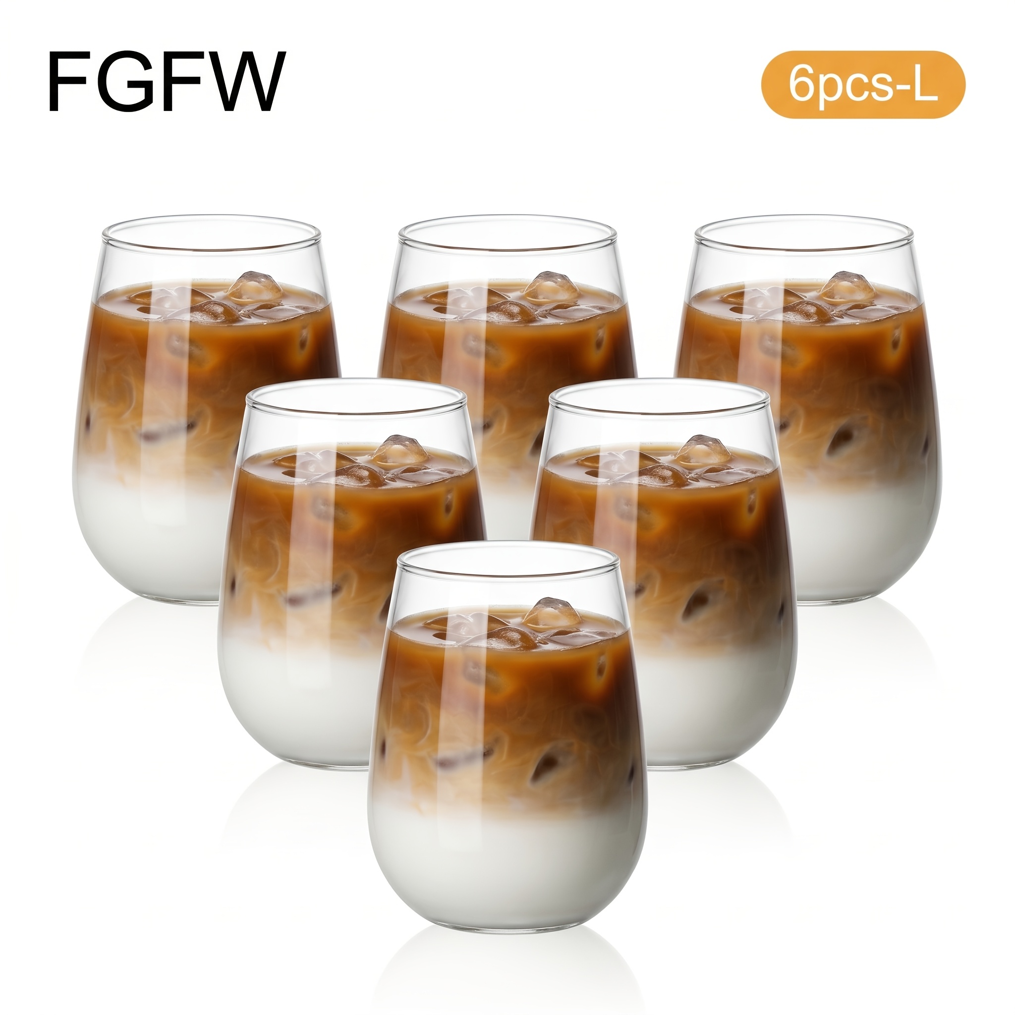 TEMU FGFW Lot de 2/4/6 Verres en Verre de 350 ml à Haute , Verre Borosilicaté de Haute Qualité, Courbes Élégantes, Articles en Verre, Verres à Vin,