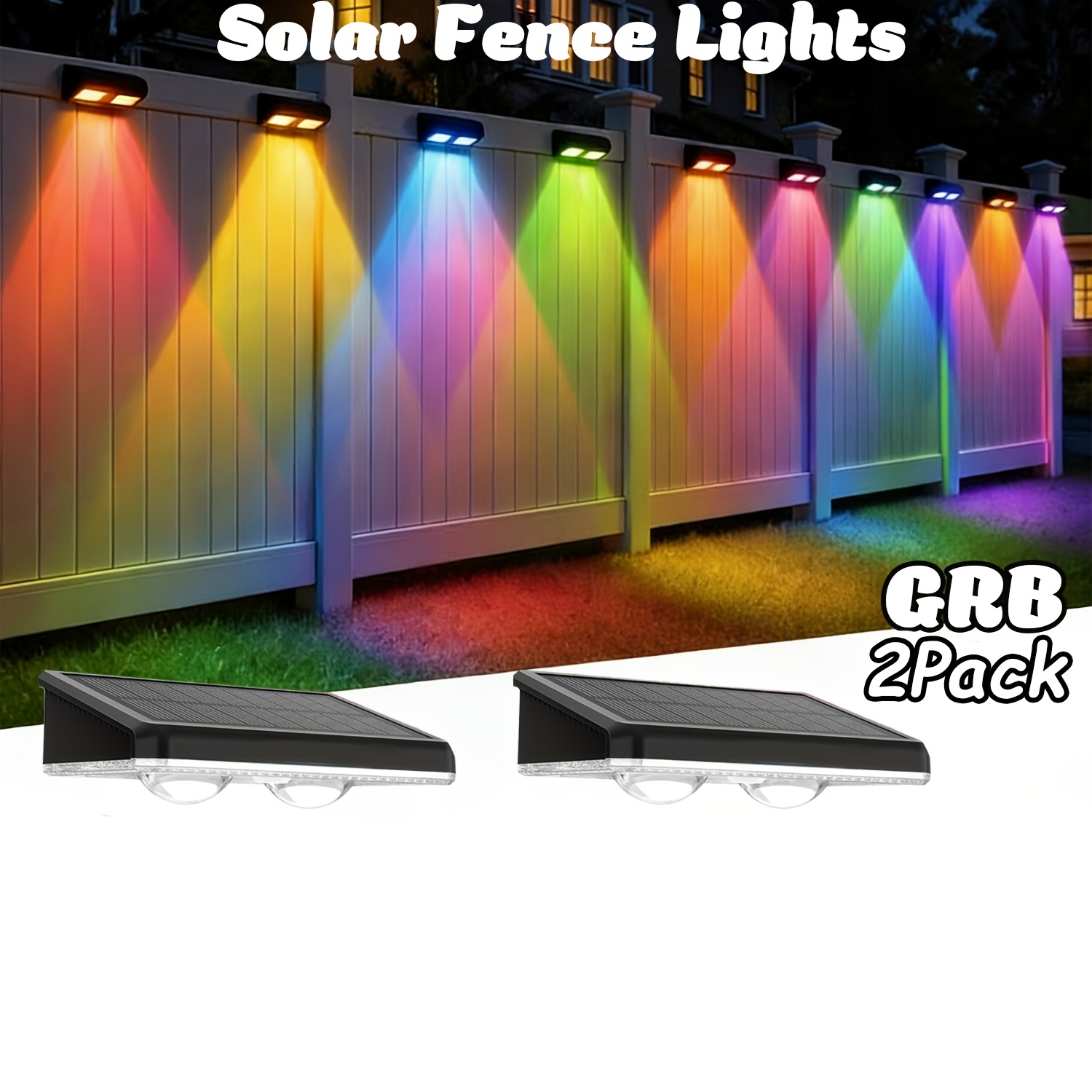 TEMU 10Pack4Pack2Pack Solaires de Clôture Extérieures, Blanc Chaud, Blanc, 6 Couleurs et RGB, LED IP44, Solaires de Clôture à , Adaptées aux Murs,
