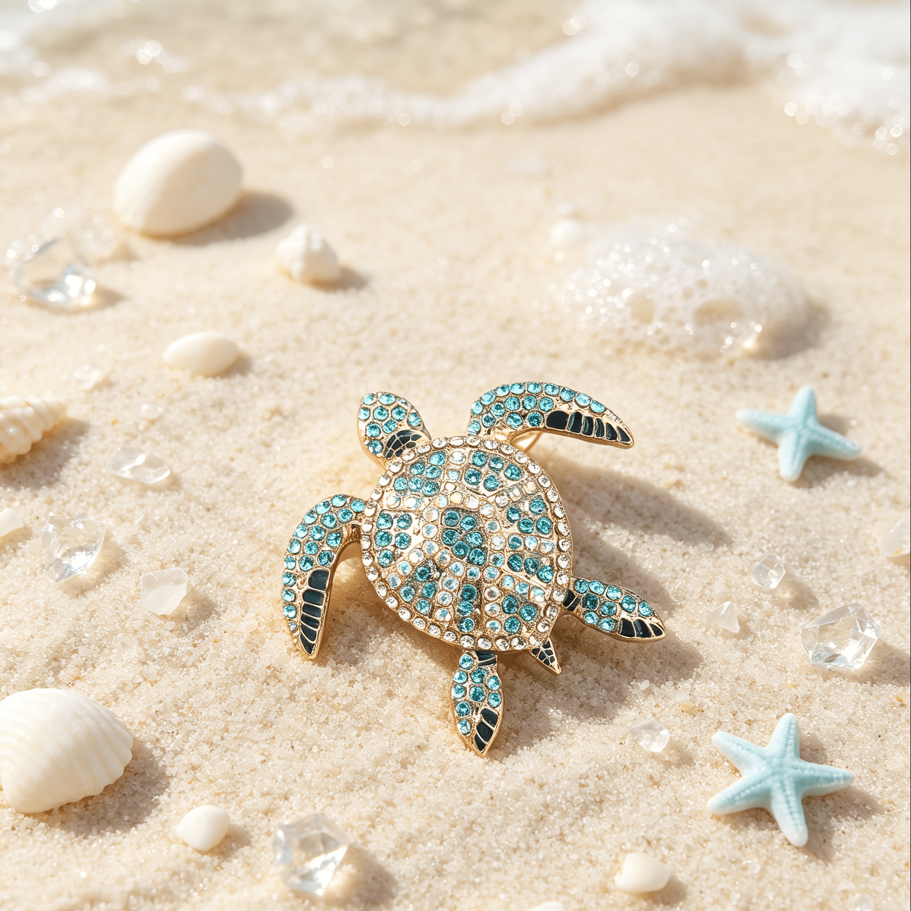 TEMU 1 pièce - Broche minimaliste tortue bleue - Épingle dorée style océan - Accessoire d'été - Petit insigne et unique pour sac et robe de soirée.