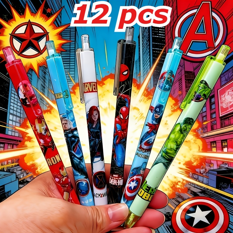 TEMU 12pcs For Avengers -man 0.5mm Gel Pens, Smooth Writing Gel Pen Set For Study And Exam Practice, Suitable Birthday Gift. Perfect Gift Learning
