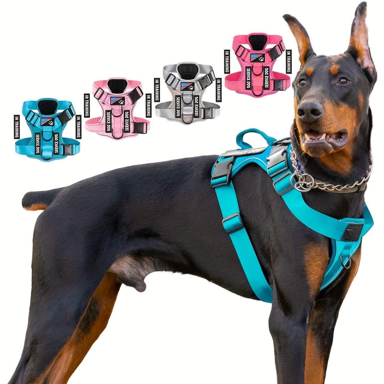 Reflective Service Dog Harness with Patches, Adjustable Soft Oxford Pet  Vest with Mesh Inner Layer for Medium to Small Dogs, Polyester