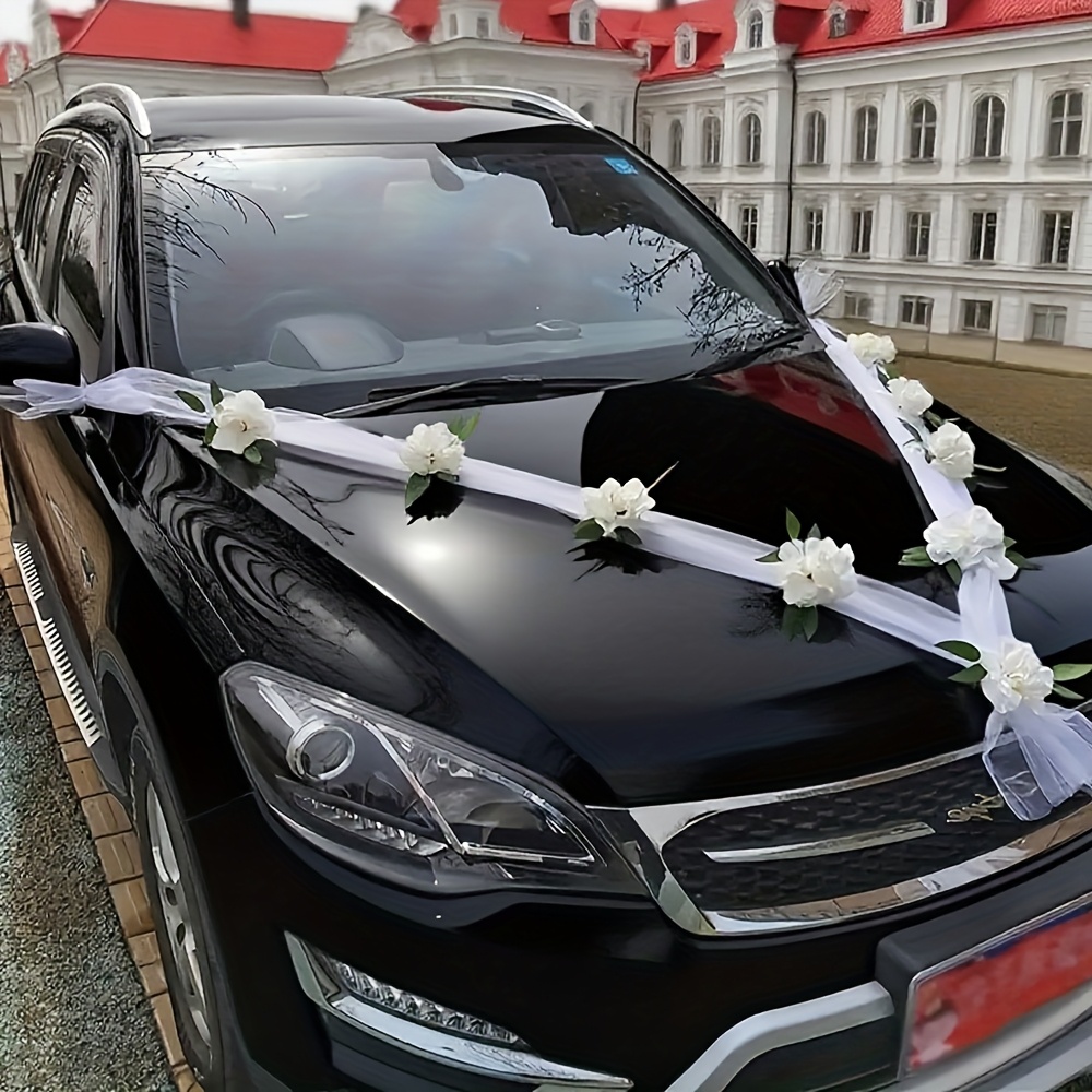 Fiori In Pizzo Bianco Per Decorazione Auto Da Sposa | 2 Pezzi | Addobbo Matrimoniale Per Auto, Sedie E Feste - 2