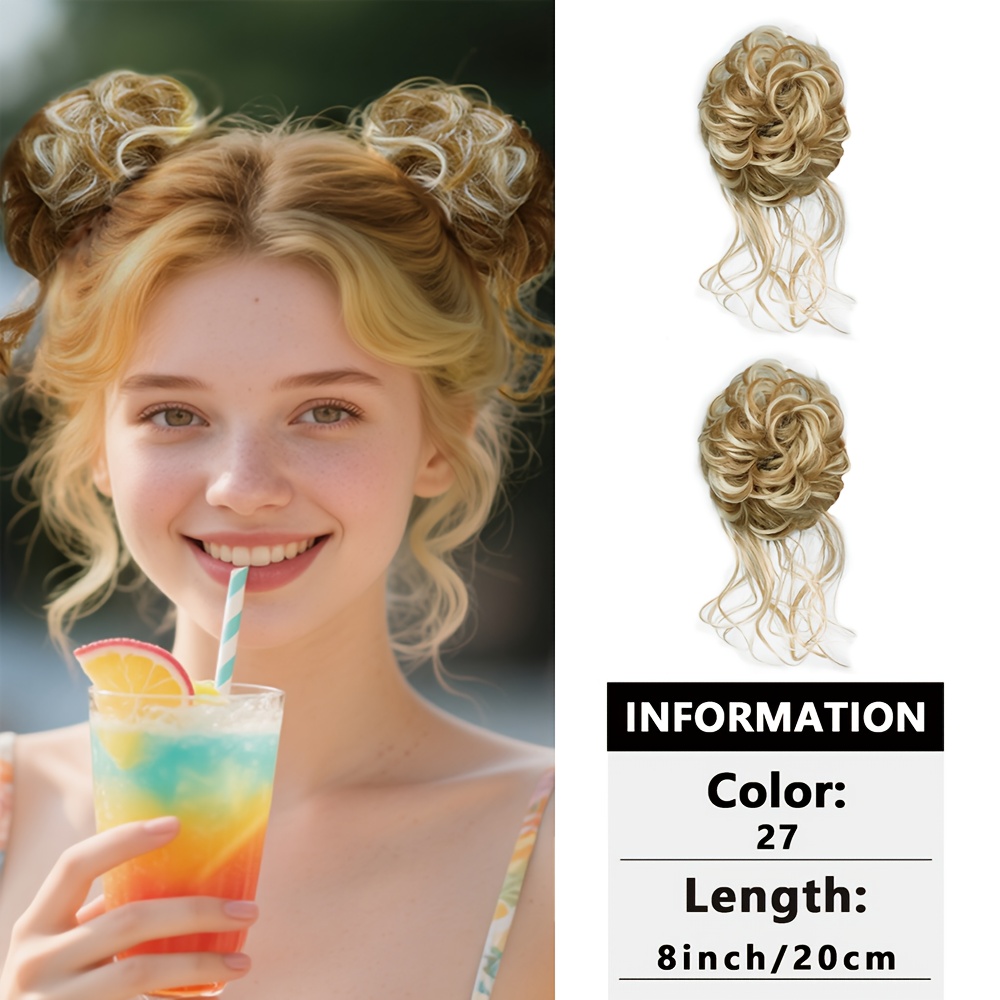 E-shop 2 Stück Damen Unordentlicher Dutt Haarschmuck, Synthetische Lockenwickel, Einfach zu Tragen – Ideal für Festivals, Partys und Weihnachten