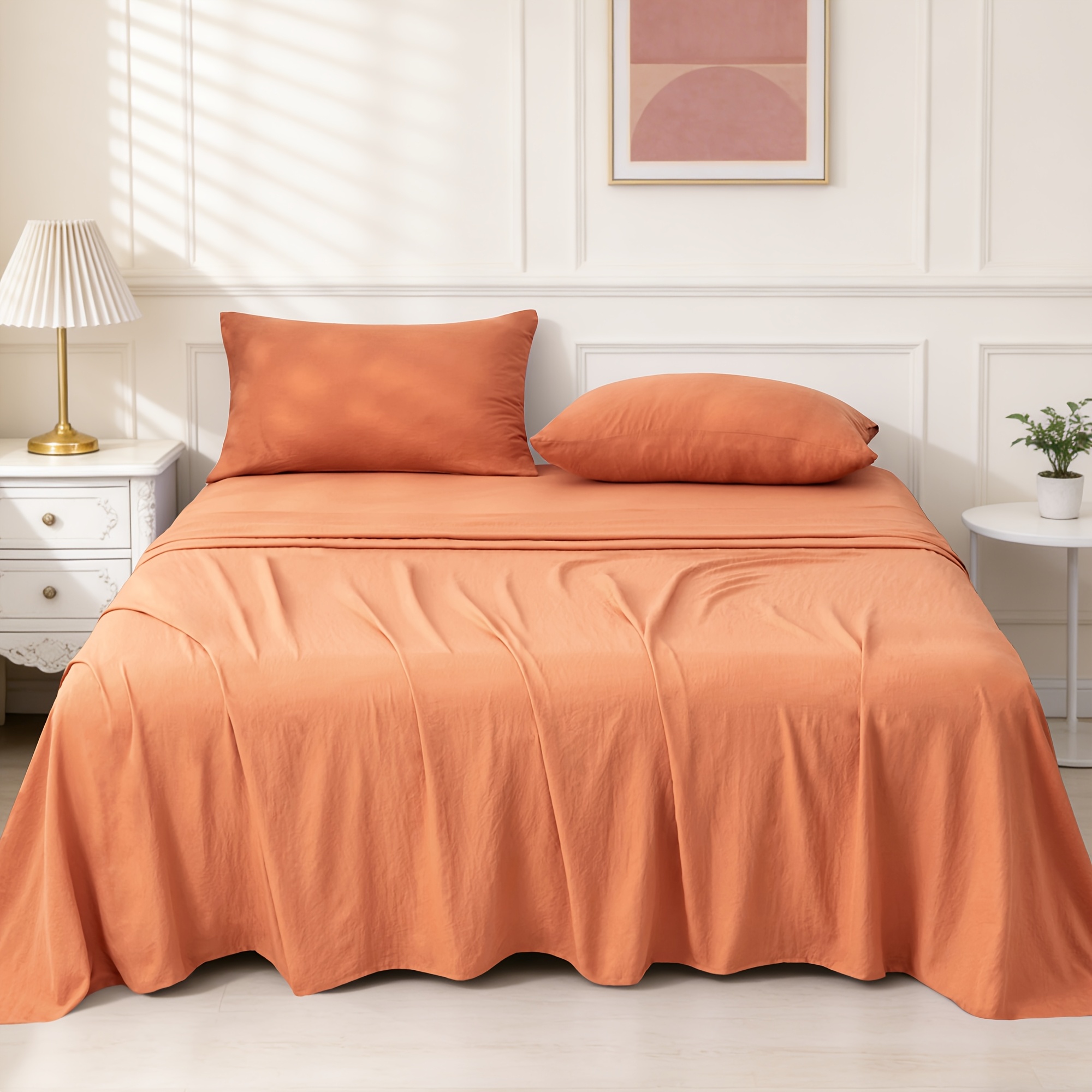 TEMU Luxury 2200tc Vintage Washed Microfibre Sheet Sets - Extreme Soft, Comfortable, Breathable, Relaxed Texture - Deep Pocket Fitted Sheet