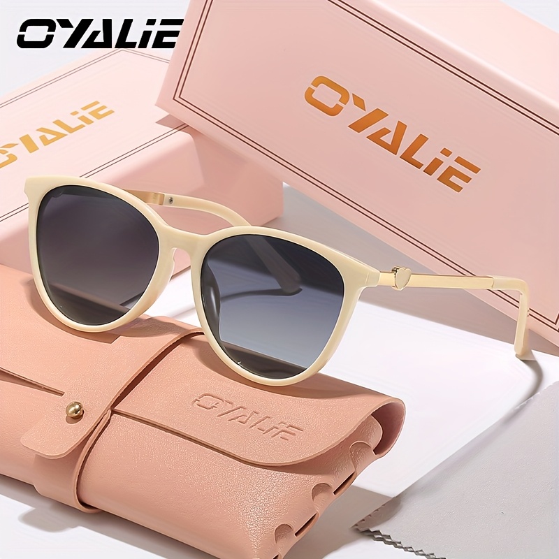 OYALIE Women's Retro Cat Eye Fashion Glasses, Trendy Design with Love embellished Metal Legs, Suitable for Daily Wear and Party Use
