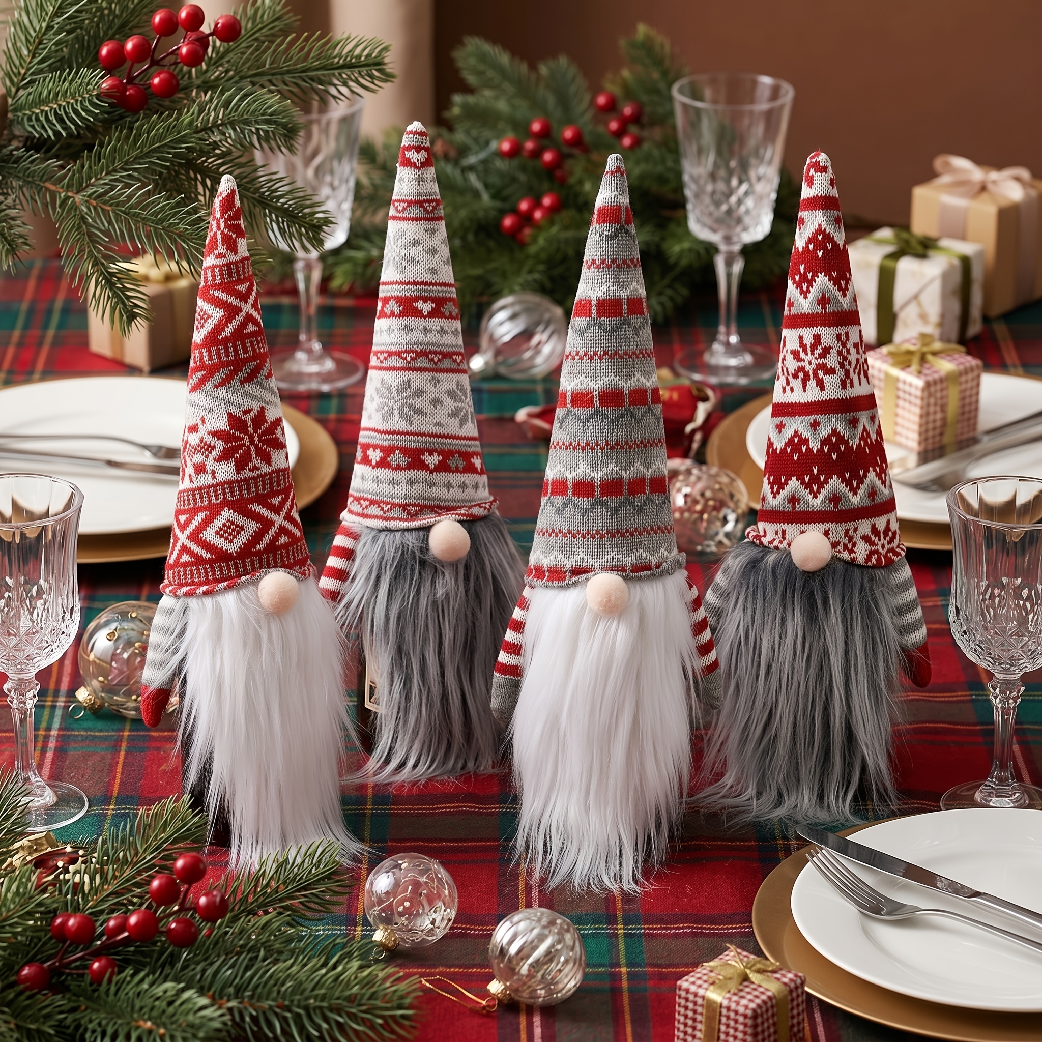 TEMU Christmas Faceless Old For Man Wine Bottle Capsule Decorations - Suitable For Red Wine Bottles, Table Centerpiece For Home Holiday Party,