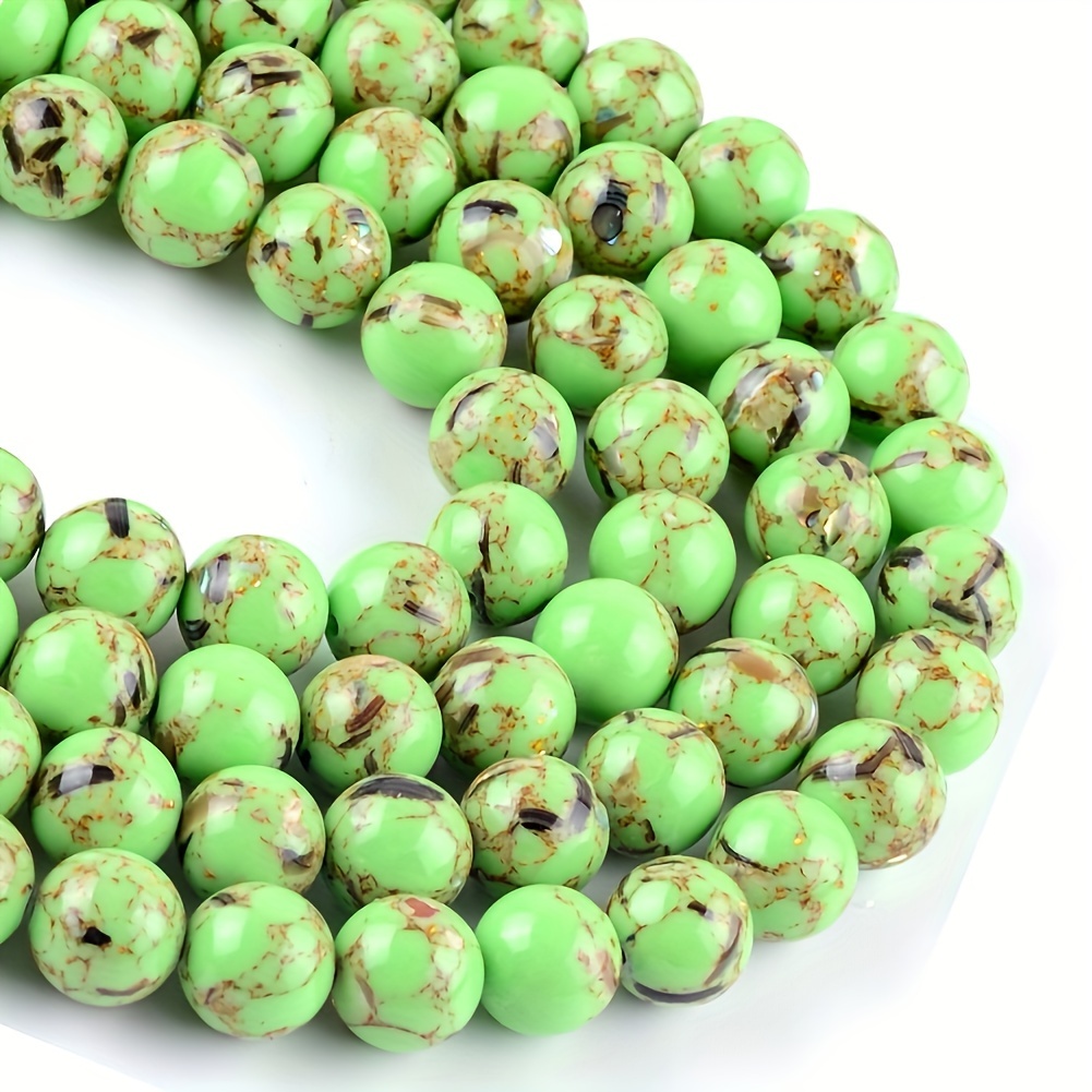 

Green Howlite Turquoise Beads 8mm-12mm - Natural Stone Round Spacer Beads For Diy Jewelry Making, Bracelets & Necklaces - 15" Strand