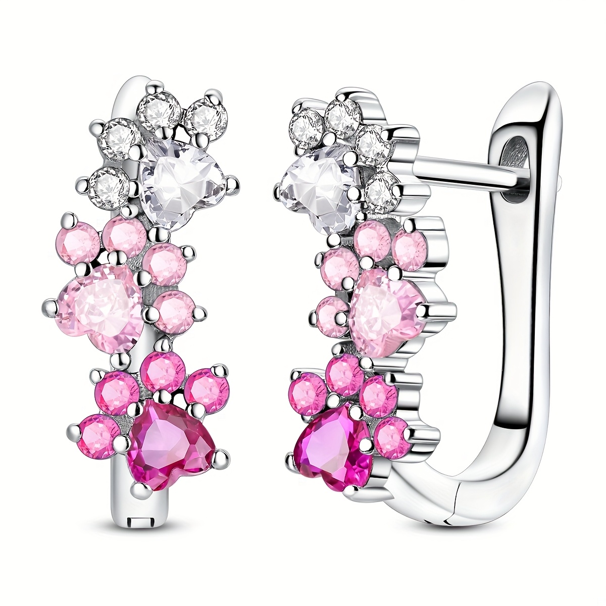 Image of Pink Gradient Moe Claw Earring French Ear Buttons Women Elegant Vacation Party Banquet Wedding Birthday Gift