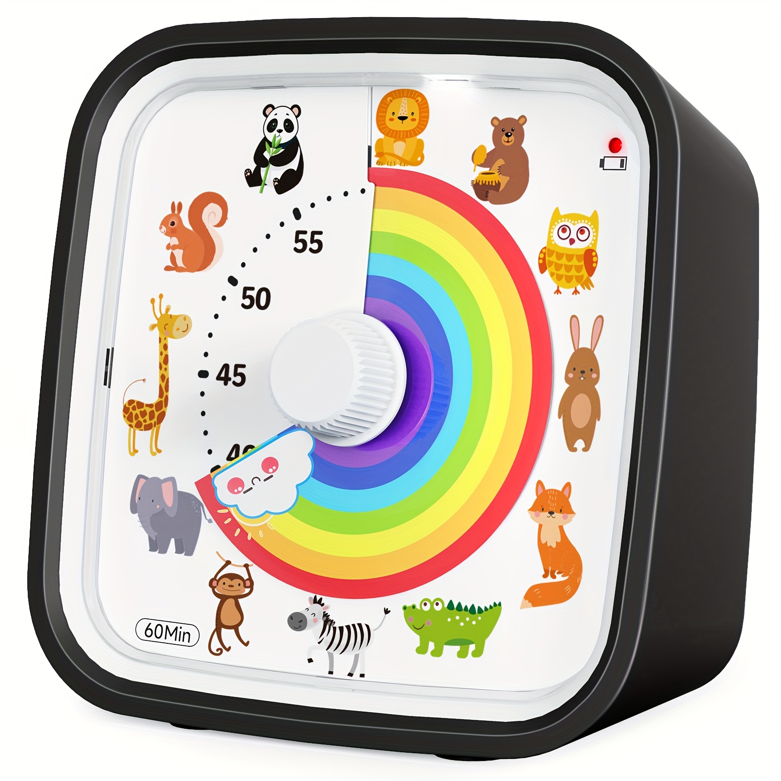 TEMU Visual Timer With Case, Land Animal Dial Countdown Timer With Optional Alarm, Silent Time Manasynthetic Gemstoneent Tool