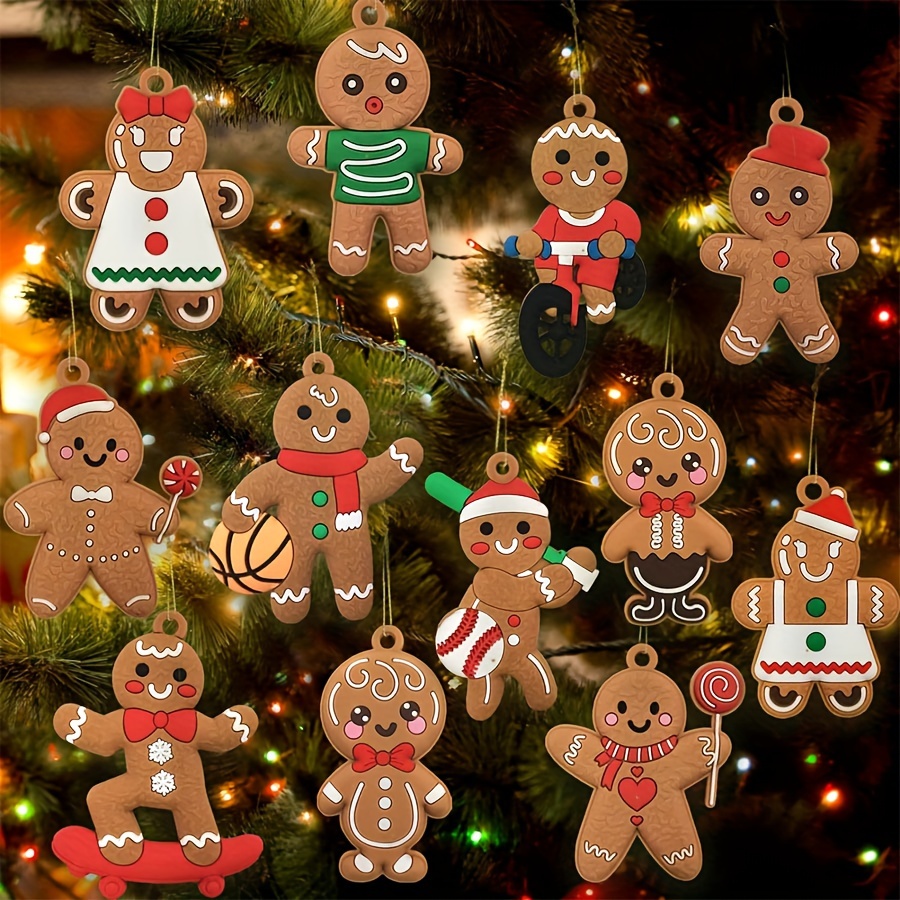 

24pcs Gingerbread Man Wooden Christmas Ornaments - Hanging Decorations For Tree, New Year & Finials - Handcrafted Wood Pendants For Home, Yard & Room Decor Without Electricity