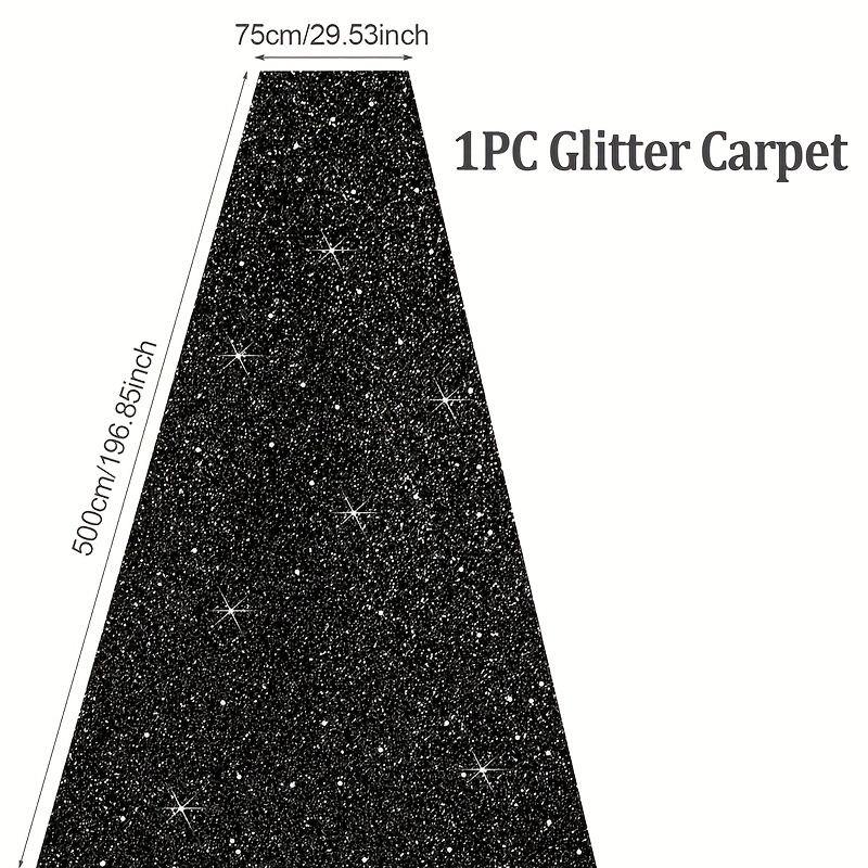 E-shop ., Schwarzer Vliesstoff-Teppich mit langen Glitzerstreifen, 75x300 cm/75x500 cm, Funkelnder Teppich mit langen Streifen, Rustikale