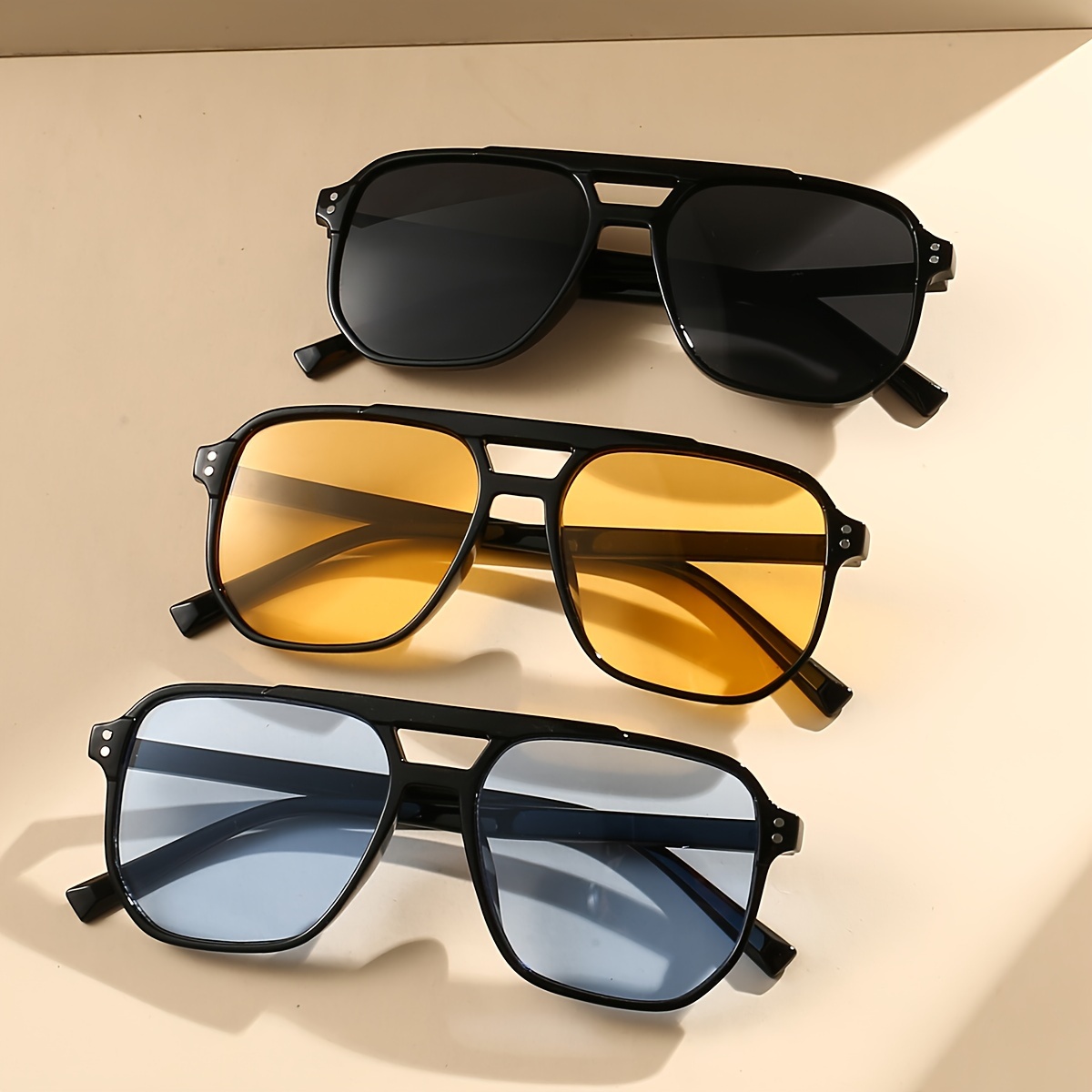 Polarized Aviator Sunglasses for Women Men Double Bridge Gradient Sun Shades for Driving Fishing Travel,Temu