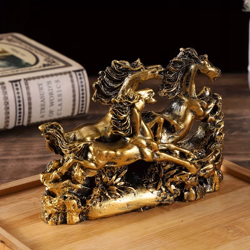 a decorative resin piece featuring three magnificent horses Product details 9