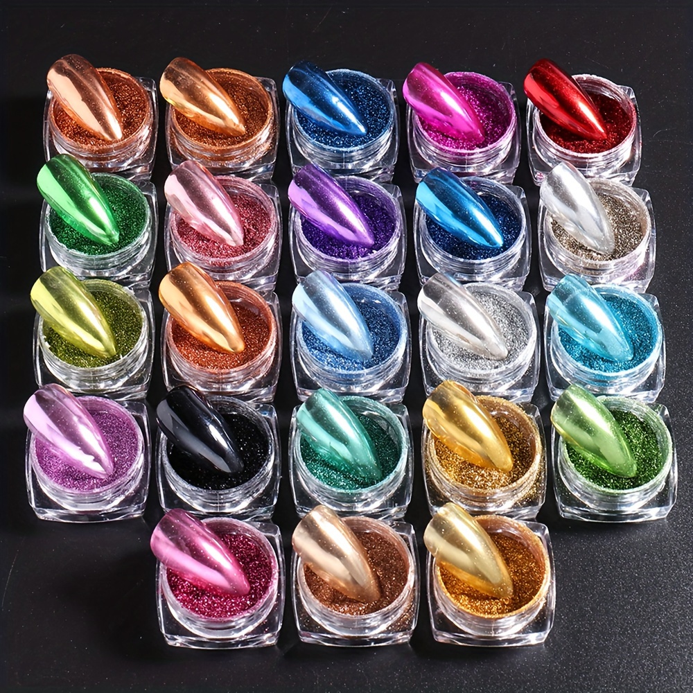 

23 Pcs Chrome Nail Powder, Metallic Chrome Nail Powder Set, Nail Art Glitter Decoration Metallic Mirror Effect Holographic Powder 1g/jar Pearl For Resin Craft & Nail Art Manicure Accessories