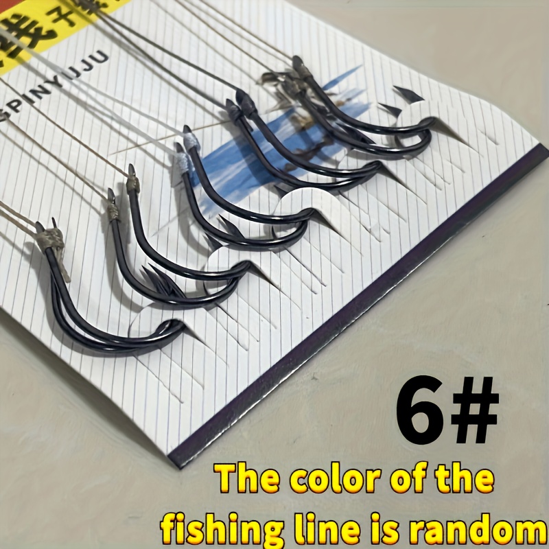 10 fish hook with leader line 100pcs set 3 4 6 8 10 pre tied fishing hooks leader rigging
