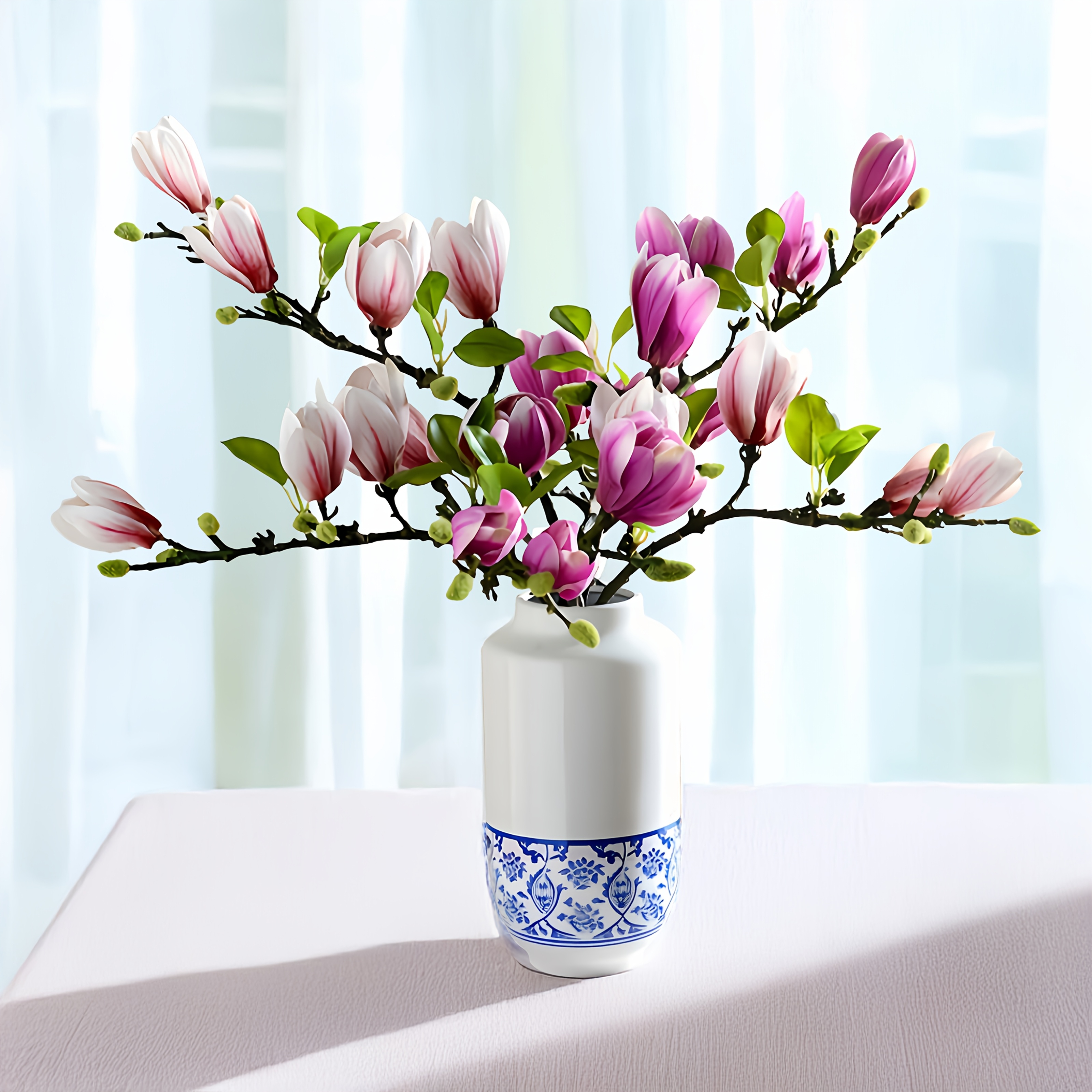 

4pcs Luxurious Simulated Magnolia Flowers - , High-end Wedding, Home And Holiday Artificial Flower Decorations - Elegant Table Diy Centerpiece