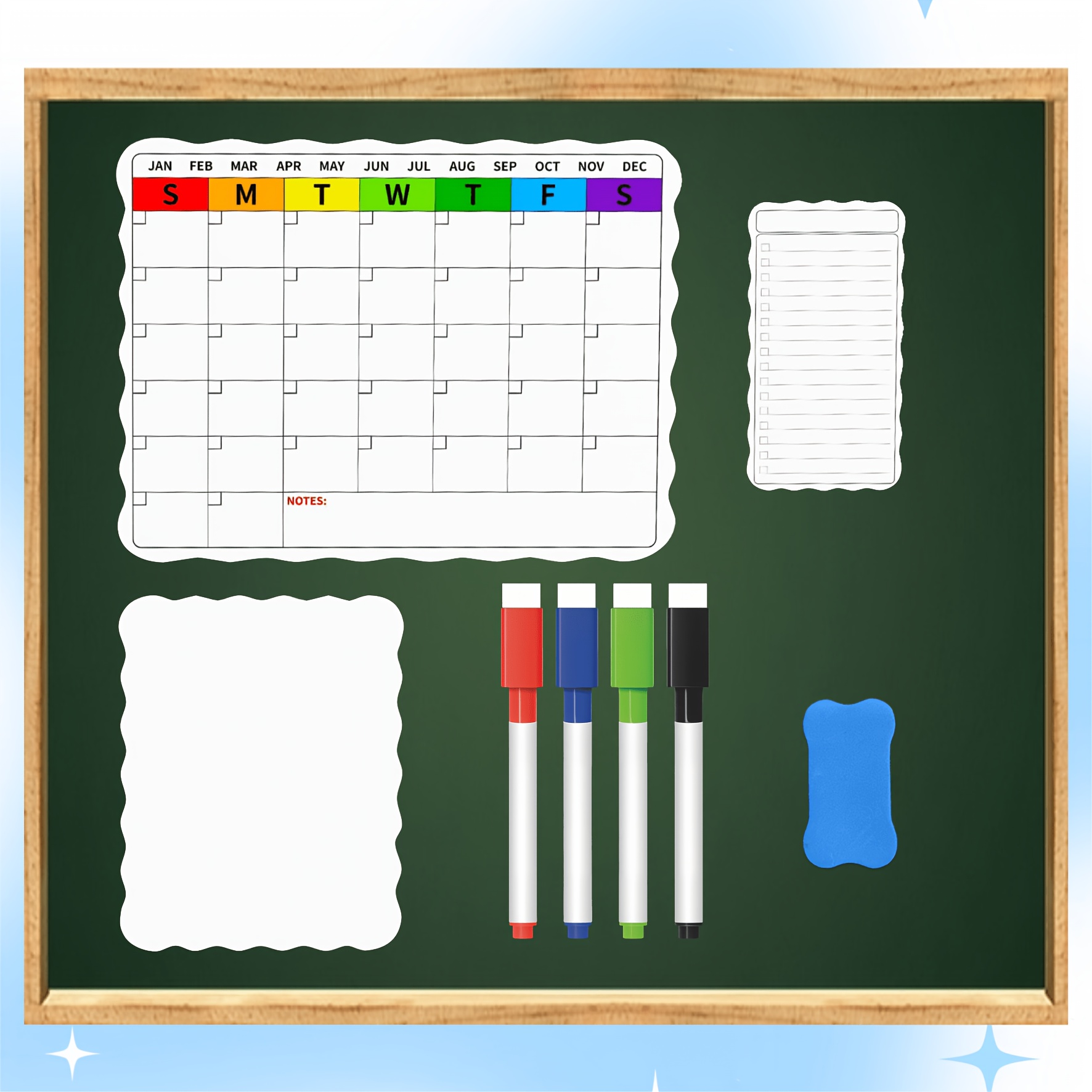 TEMU 3pcs Magnetic Dry-erase Calendar Planner Set, Whiteboard Family Center - Monthly Planner, Shopping List, Memo Board, Reusable, Ideal For
