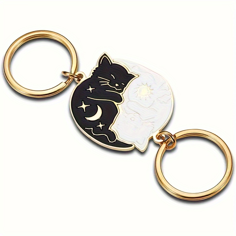 

2pcs Cute Kitten Pendant Keychain Cat Lover Keyring, Stylish Anniversary And Birthday Gift For Boyfriend Or Girlfriend