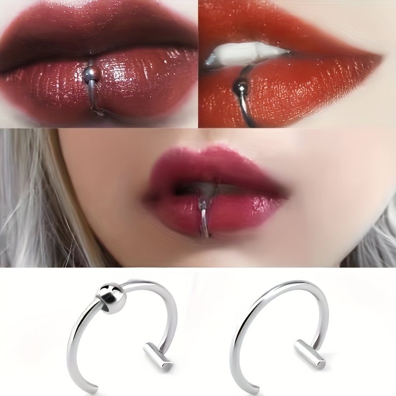 5pcs Set of Non Perforated   Lip Rings, Non Perforated Lip Studs, Anti Allergic Titanium Steel Lip Clips, Nightclub Bouncing Lip Rings, Fashionable And Lip Studs, Party Gifts