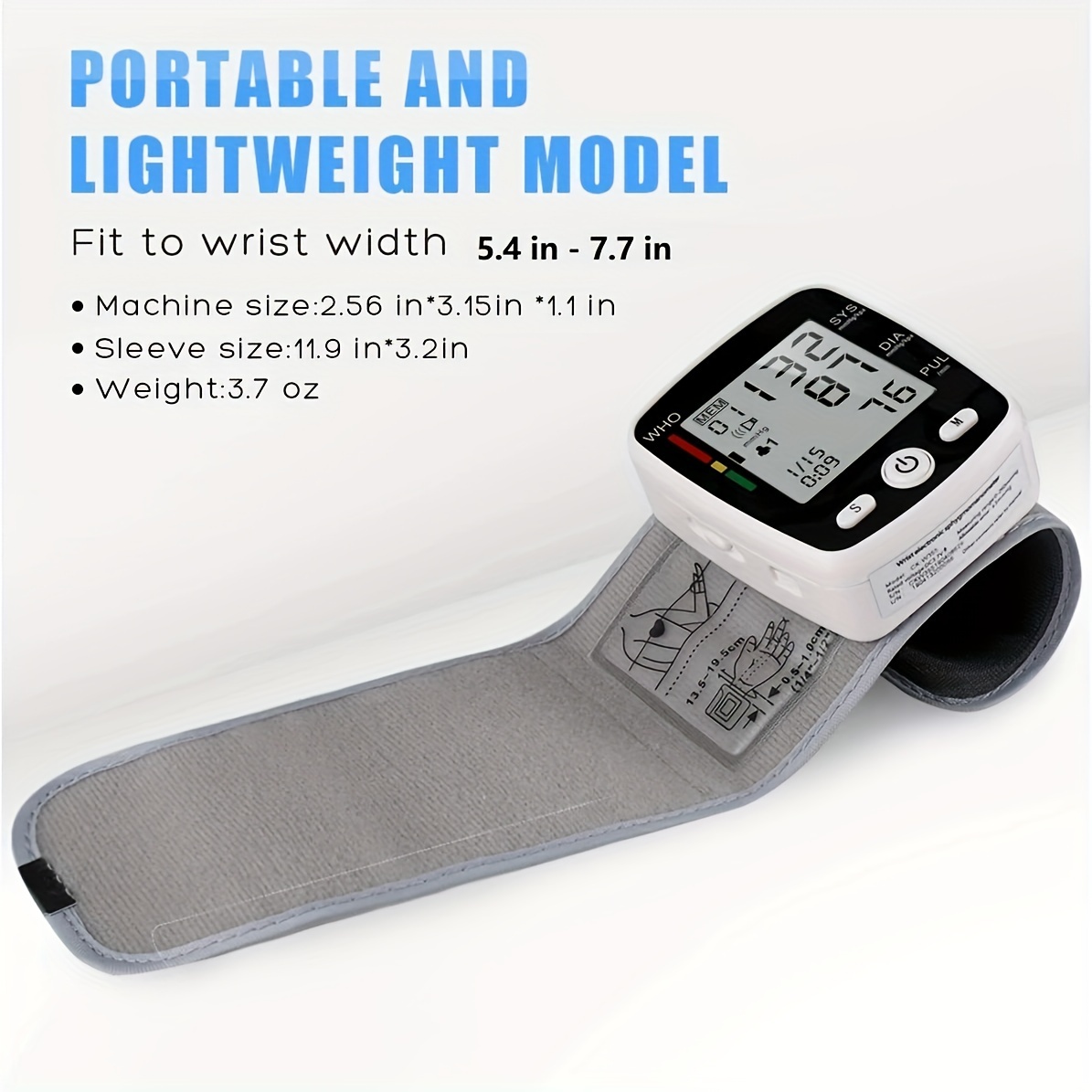 chang kun rechargeable digital wrist blood pressure monitor with large lcd voice broadcast portable design 2x99 readings memory Product details 3