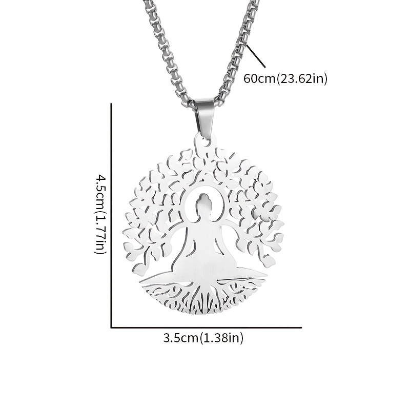Hollow Meditation Tree Of Life Pendant Necklace, Unisex Gift