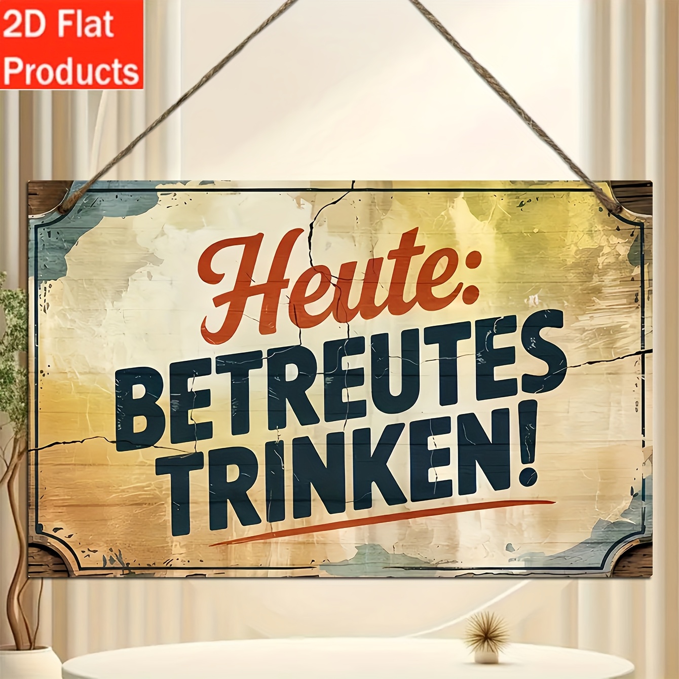 E-shop 2D Flach, 2D Flach - Dekorative Plakette Ornament, 1 Stück Aufsichtsführendes Trinkhumor Holzschild, Lustiges Geschenk für Männer,