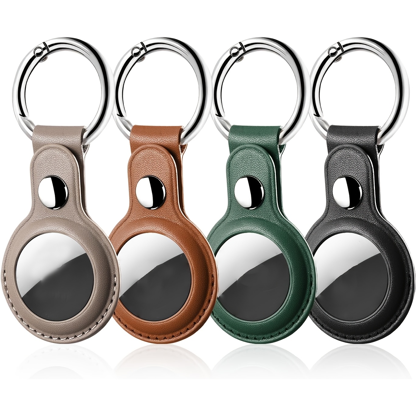 Image of Compatible With Airtag, 4 Pack Pu Case With Keychain - Anti-scratch Cover, Gps Holder For Keys, Bags, Wallet, Item Finder (airtag Not Included) - Durable & Stylish Accessory