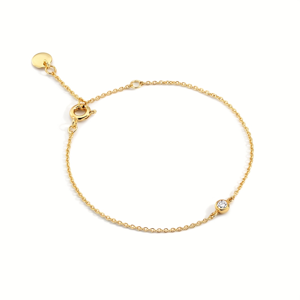 Stackable Round Charm Chain Bracelet Gold-plated Zirconia Bracelet Classic Minimalist Everyday Jewelry Gift Box Packaging